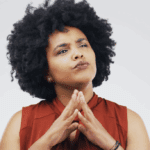 A woman who looks like she's trying to make a decision.